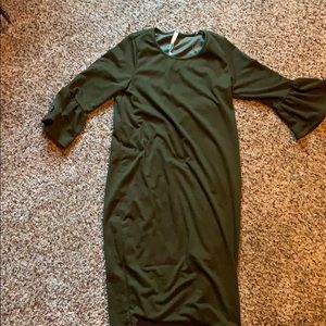 Pink blush olive green dress